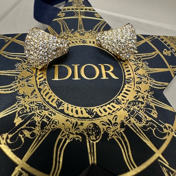 Christian Dior 24k gold plated pave crystal clip on earrings. EUC